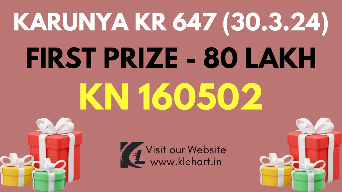 Karunya KR 647 Lottery Results Today 30 Mar 2024