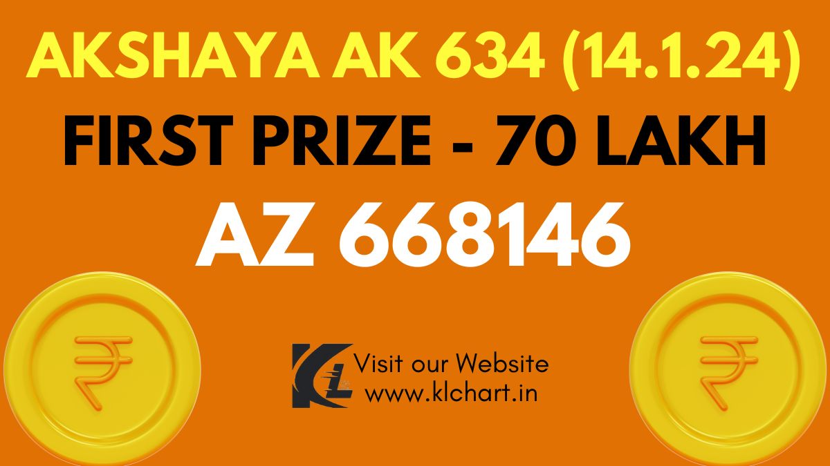 Akshaya AK 634 Lottery Results Today 14 Jan 2024