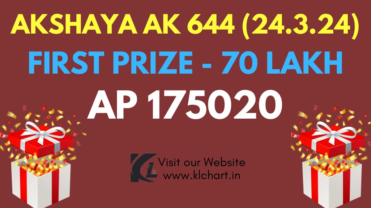 Akshaya AK 644 Lottery Results Today 24 Mar 2024