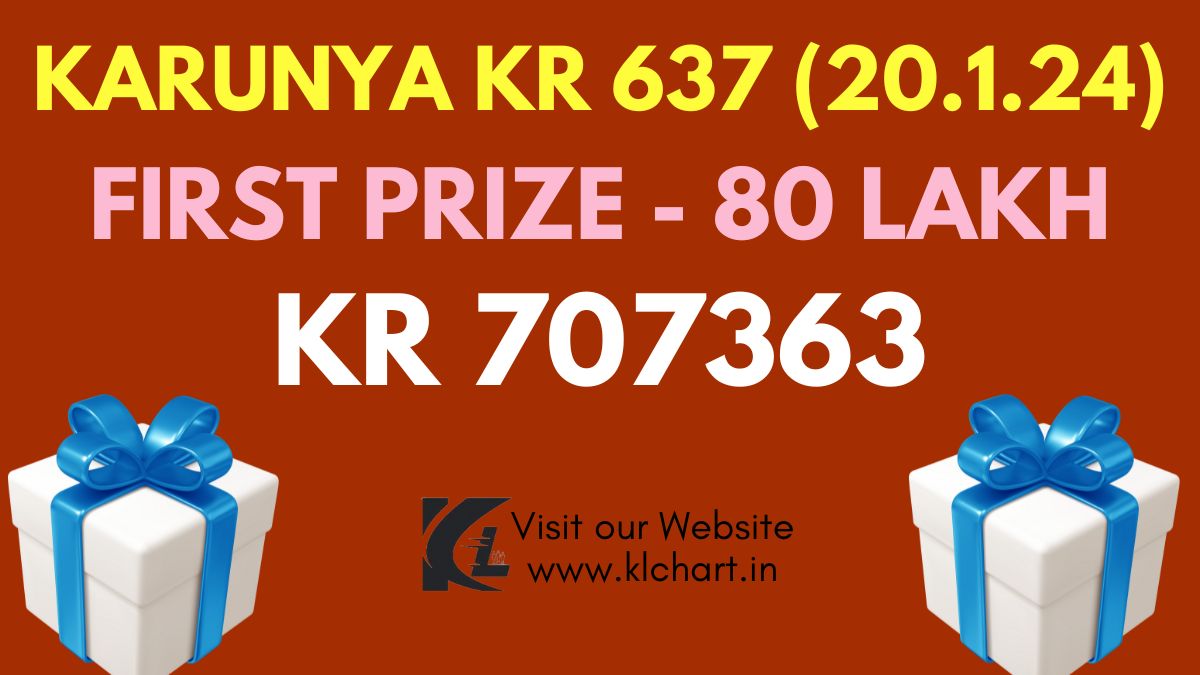 Karunya KR 637 Lottery Results Today 20 Jan 2024
