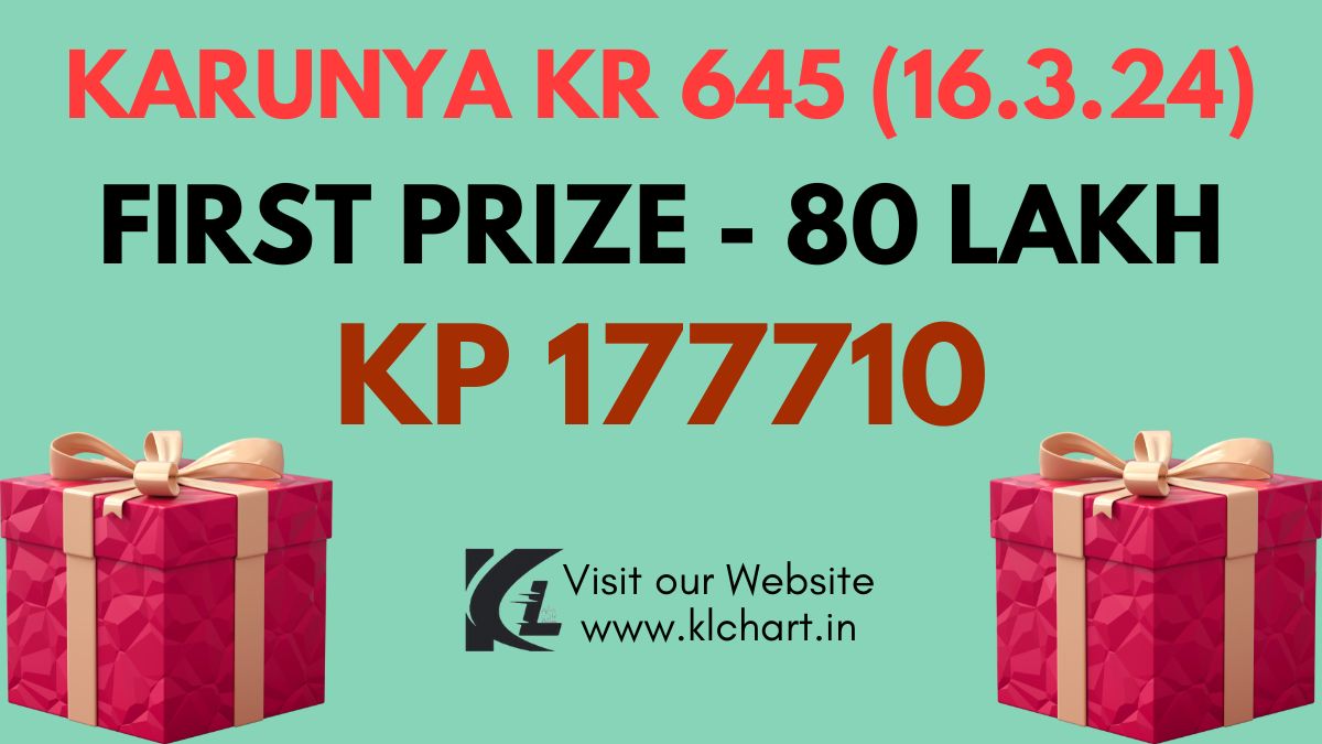 Karunya KR 645 Lottery Results Today 16 March 2024