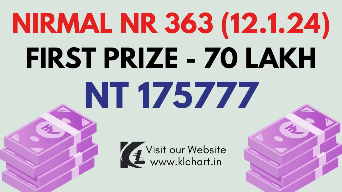 Nirmal NR 363 Lottery Results Today 12 Jan 2024