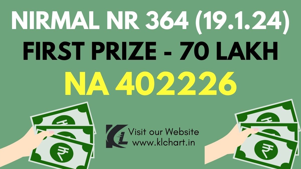 Nirmal NR 364 Lottery Results Today 19 Jan 2024
