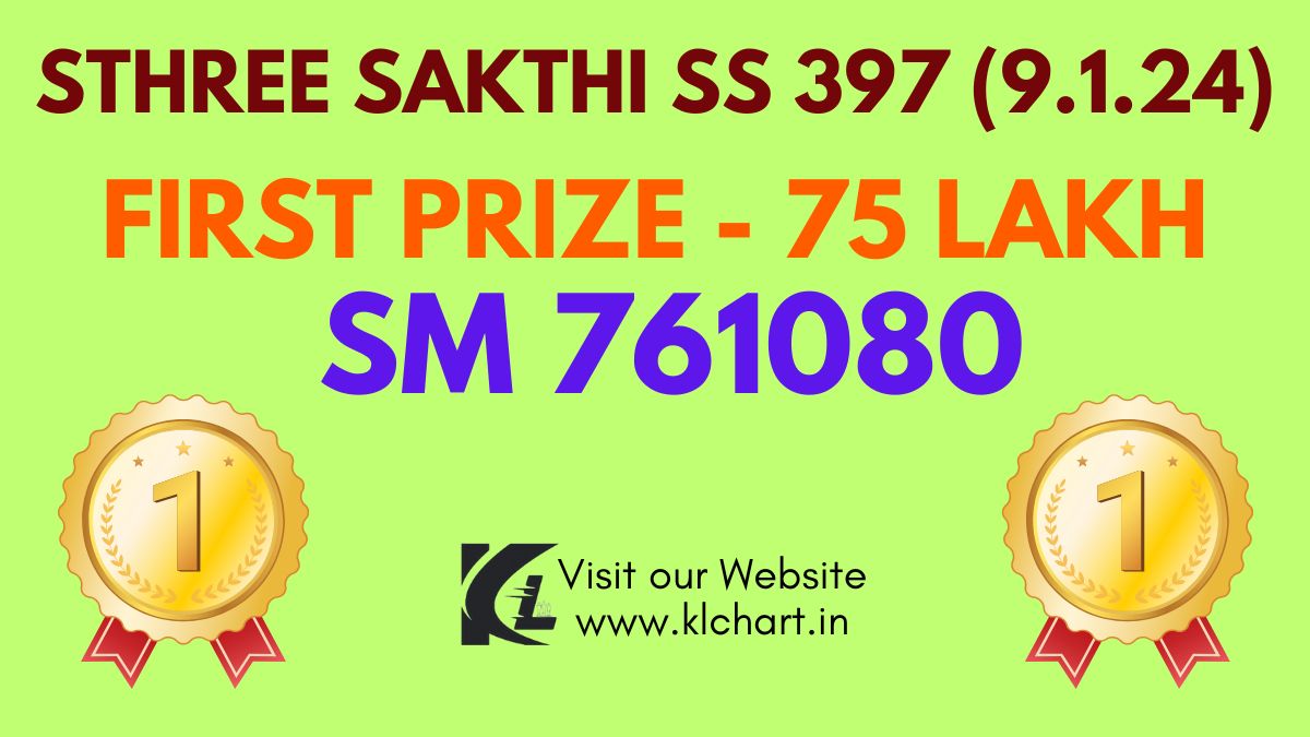 Sthree Sakthi SS 397 Lottery Results Today 9 Jan 2024