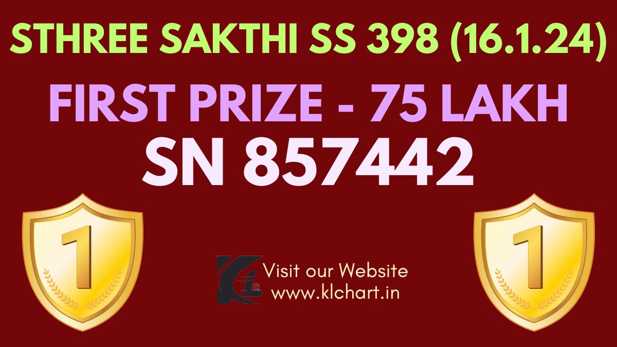 Sthree Sakthi SS 398 Lottery Results Today 16 Jan 2024
