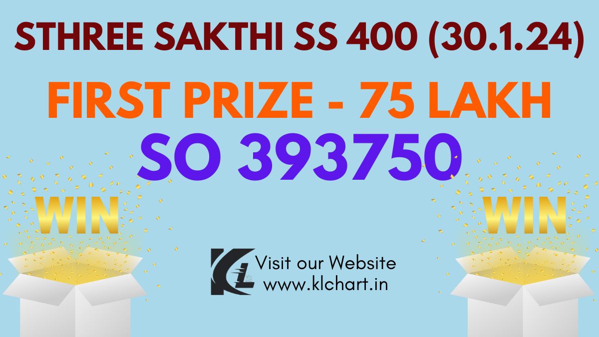 Sthree Sakthi SS 400 Lottery Results Today 30 Jan 2024