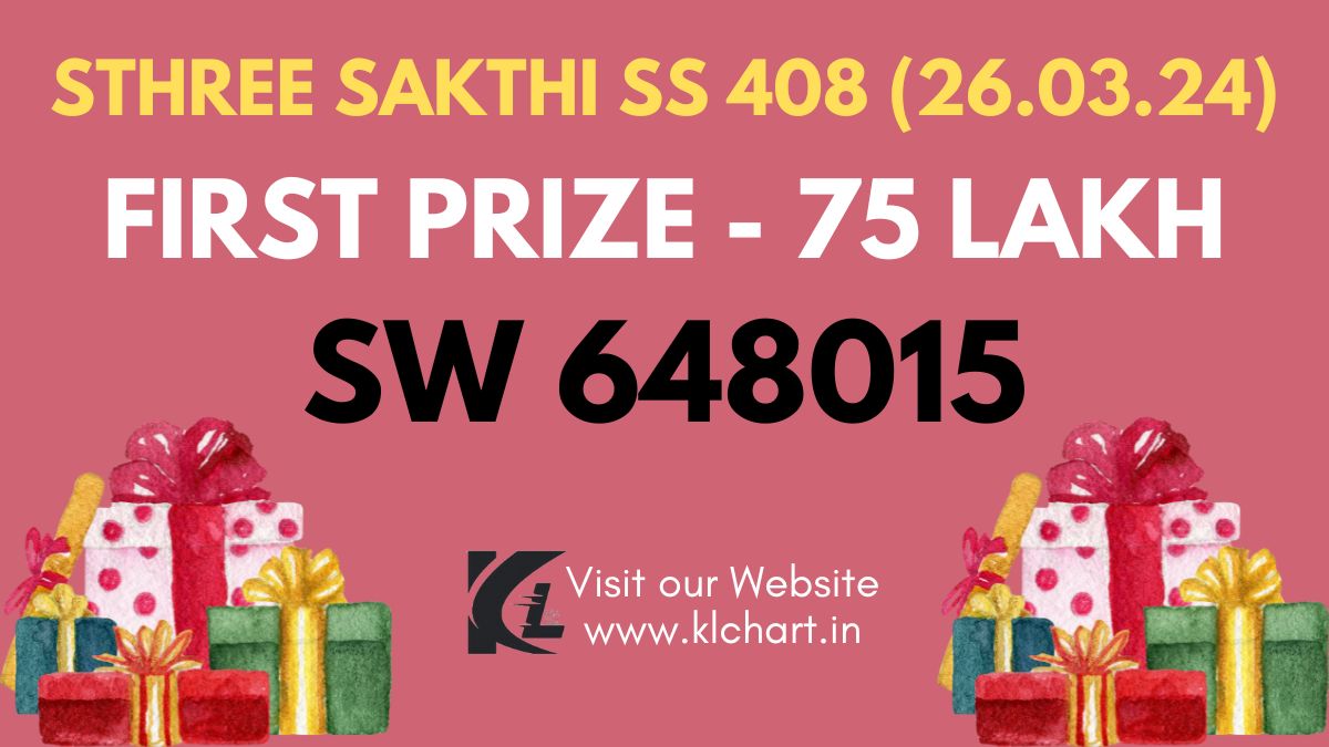 Sthree Sakthi SS 408 Lottery Results Today 26 Mar 2024