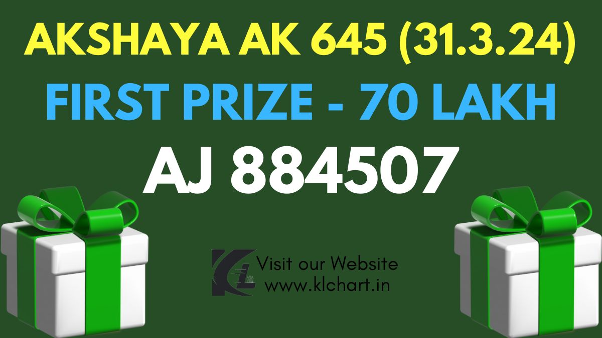 Akshaya AK 645 Lottery Results Today 31 Mar 2024