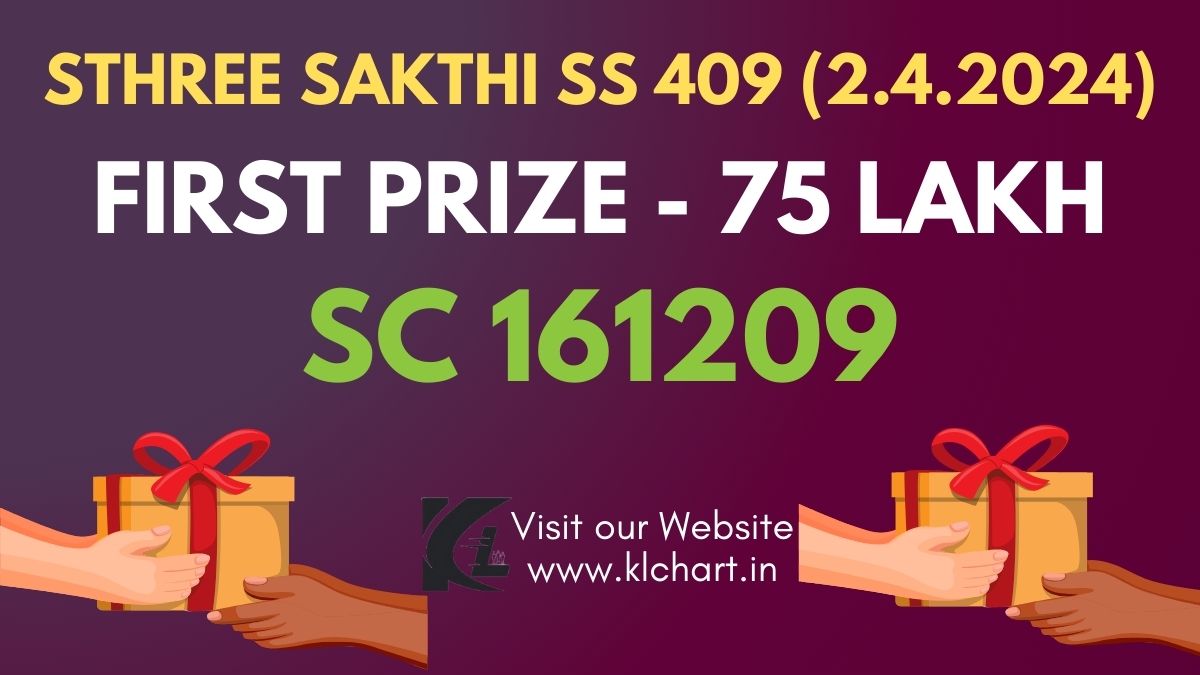 Sthree Sakthi SS 409 Lottery Results Today 2 Apr 2024