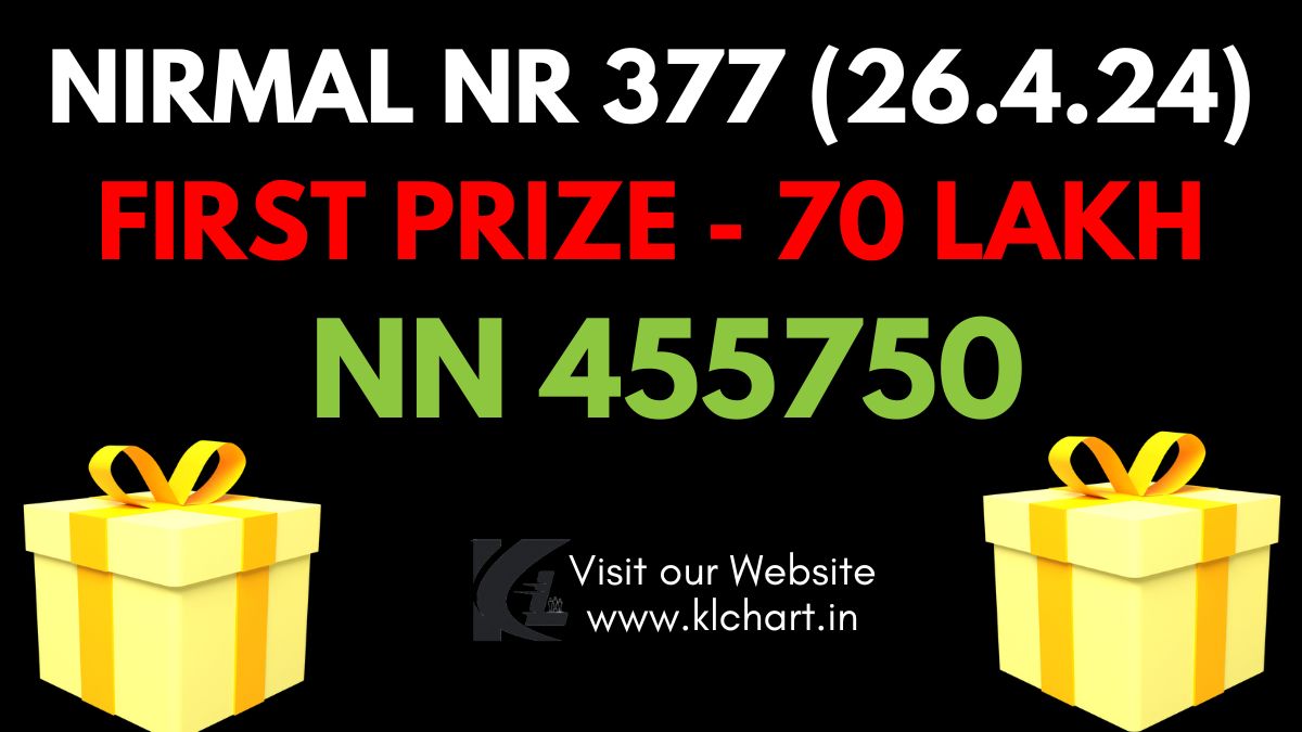 Nirmal NR 377 Lottery Results Today 26 Apr 2024