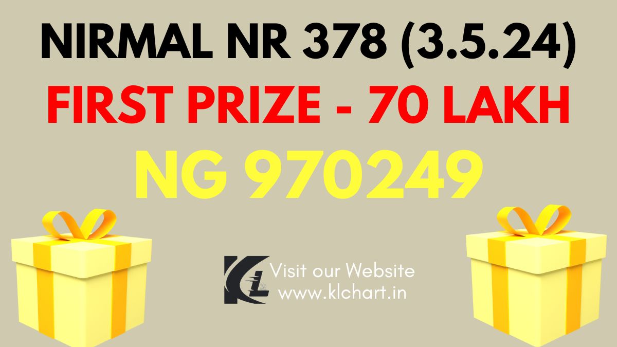 Nirmal NR 378 Lottery Results Today 3 May 2024