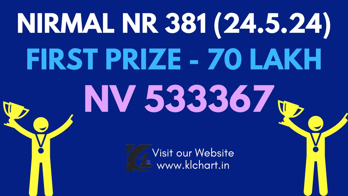 Nirmal NR 381 Lottery Results Today 24 May 2024