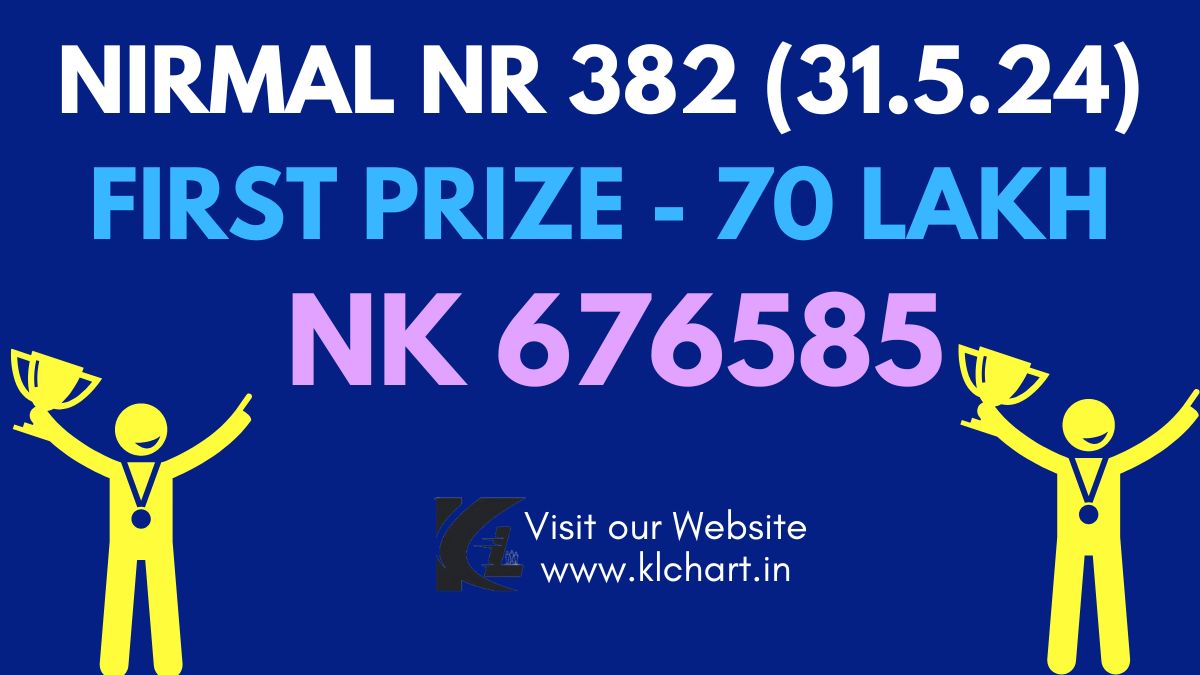 Nirmal NR 382 Lottery Results Today 31 May 2024